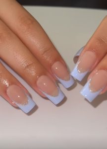 silver and lilac french tip