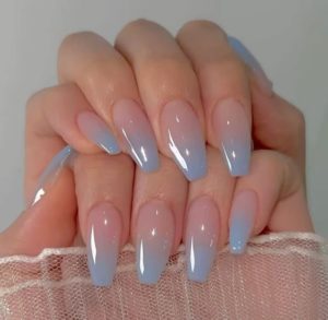 blue ombre french tip nails 