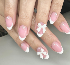 coquette bow nails