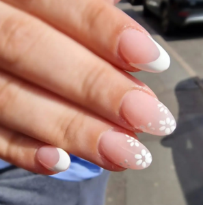 floral white french tip