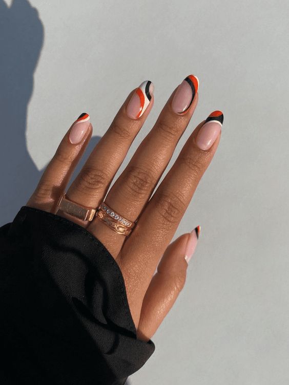 Orange And Black Halloween Nails