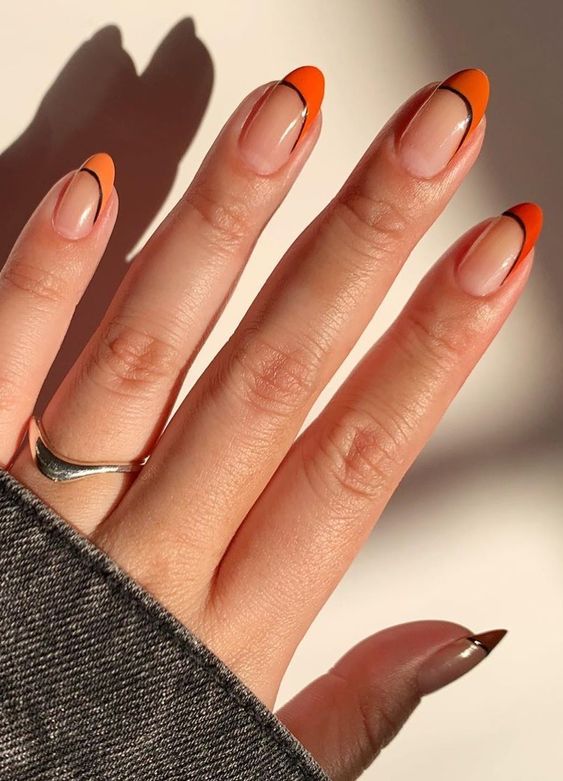 Orange And Black Halloween Nails