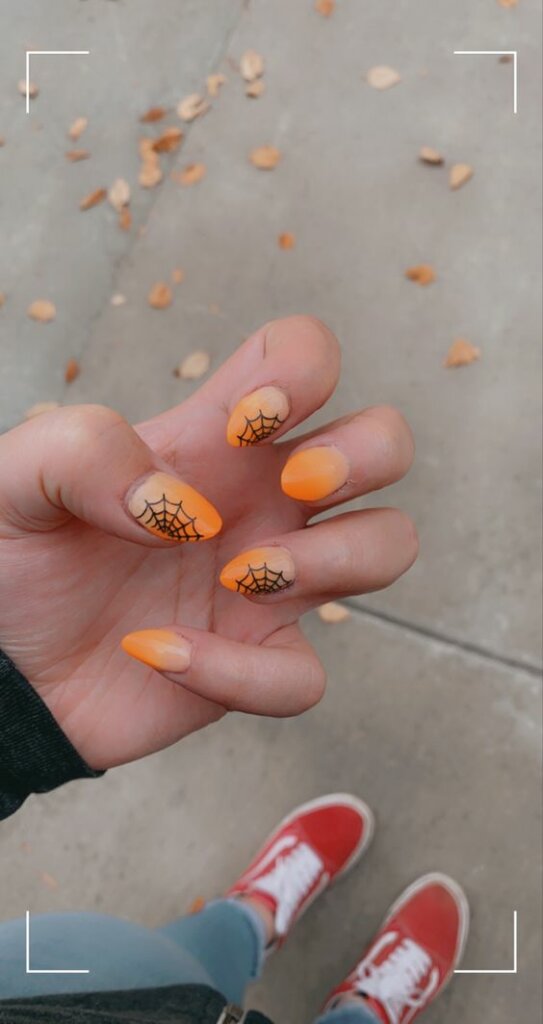 Orange And Black Halloween Nails