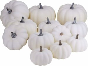 Harvest White Artificial Pumpkins for front porch decor