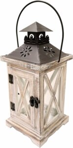 Vintage Wooden Decorative Lantern Candle Holder Rustic Farmhouse