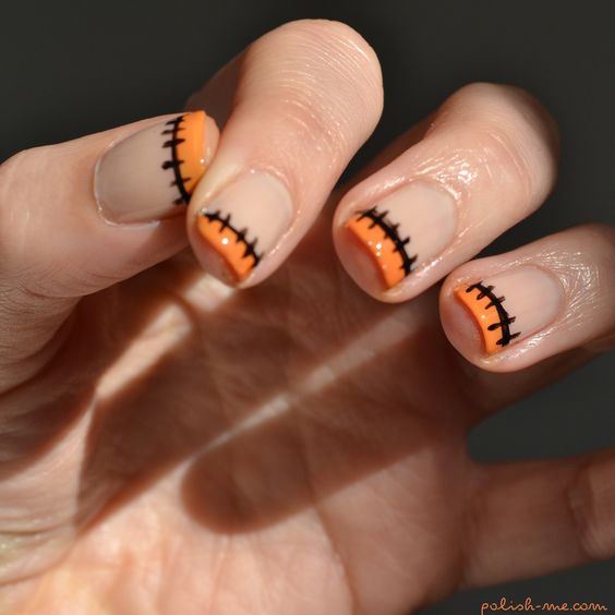 Orange And Black Halloween Nails