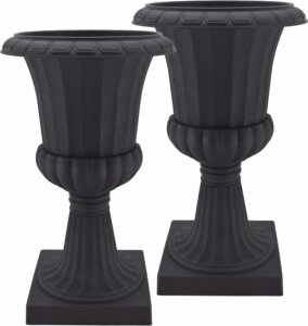 outdoor black urn planters