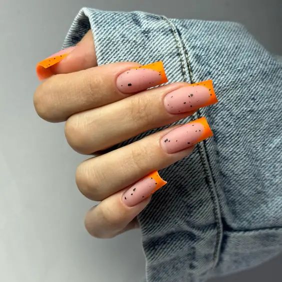 Orange And Black Halloween Nails