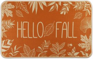 hello fall orange outdoor doormat