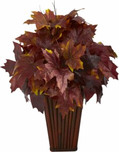 Autumn Maple Leaf Artificial Plant in Decorative Planter