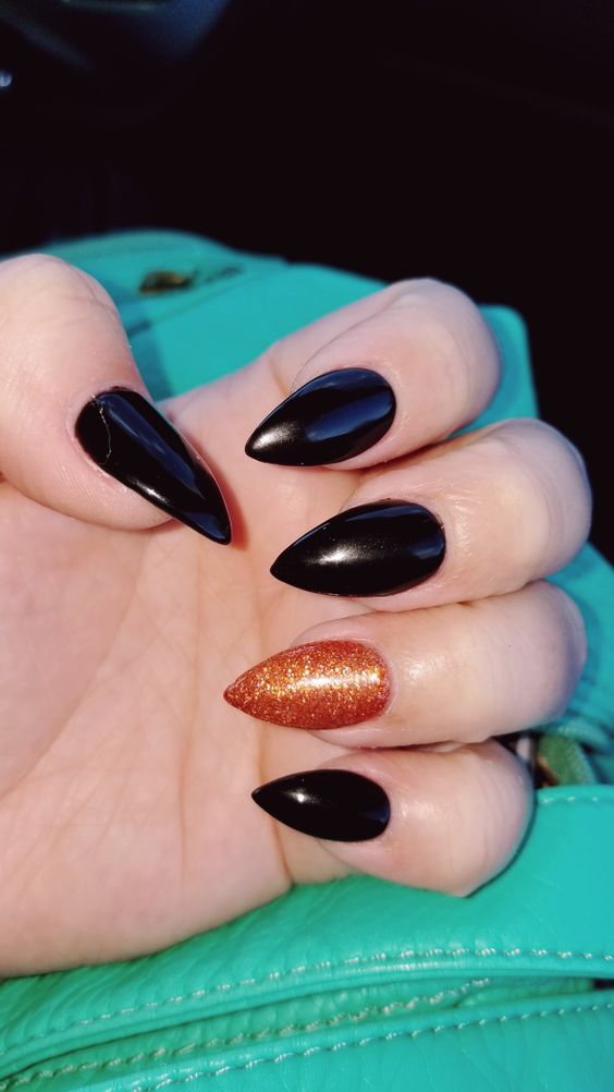 Orange And Black Halloween Nails