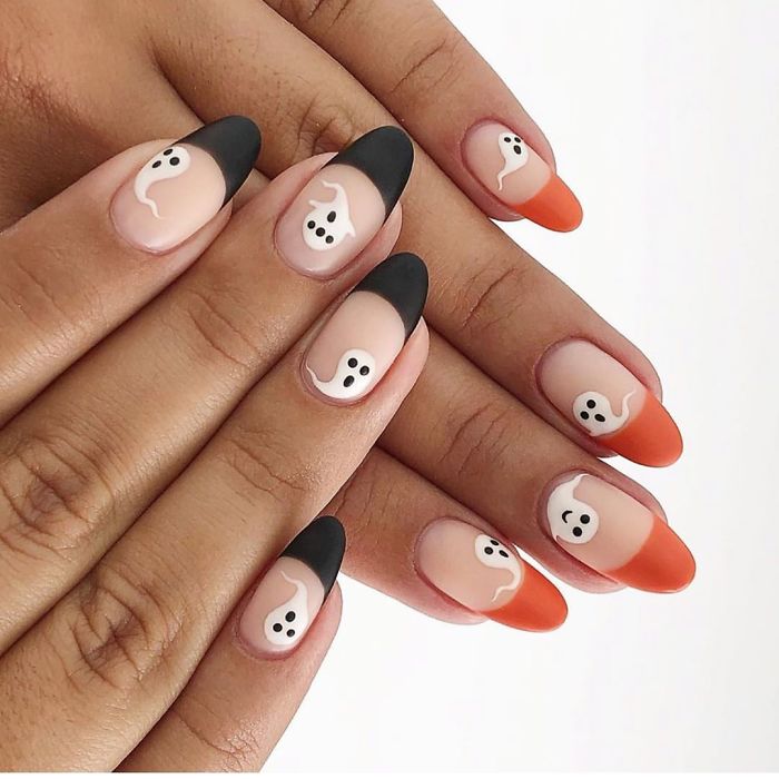 Orange And Black Halloween Nails