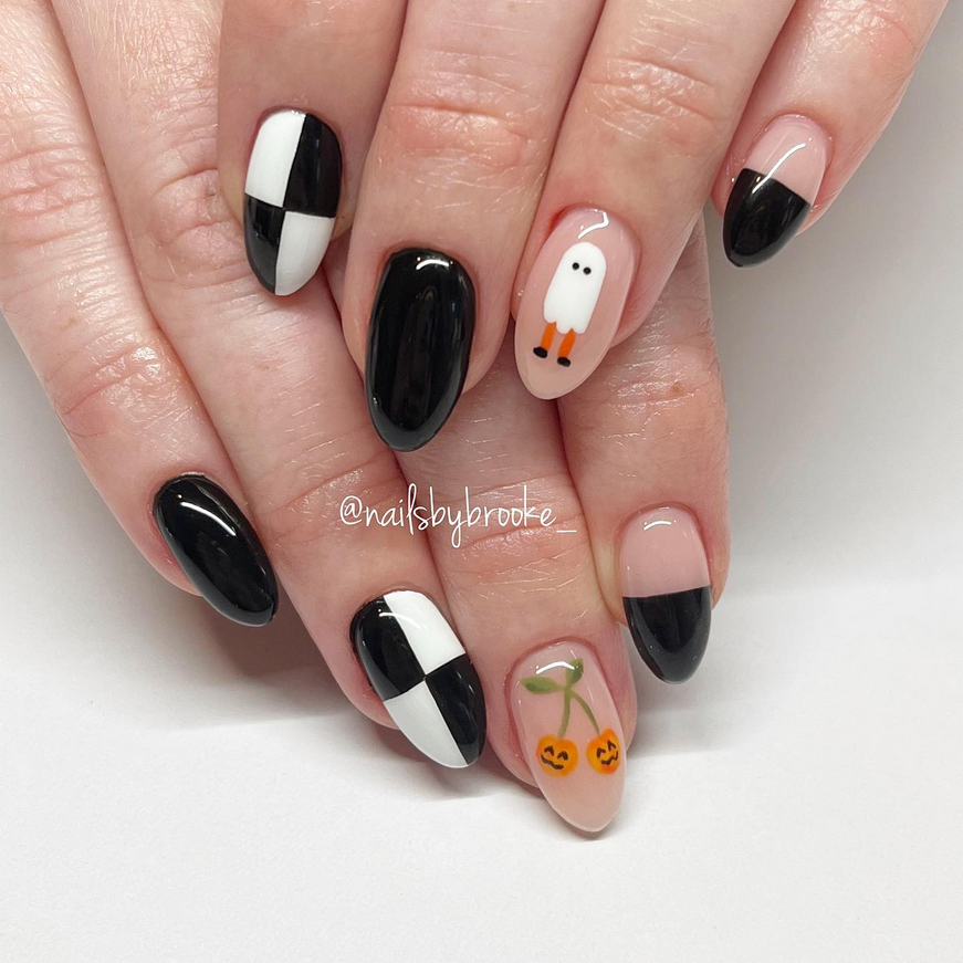 Orange And Black Halloween Nails