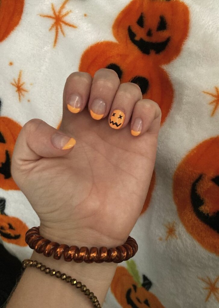 Orange And Black Halloween Nails