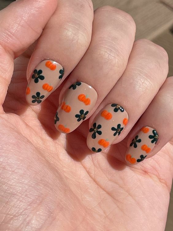 Orange And Black Halloween Nails