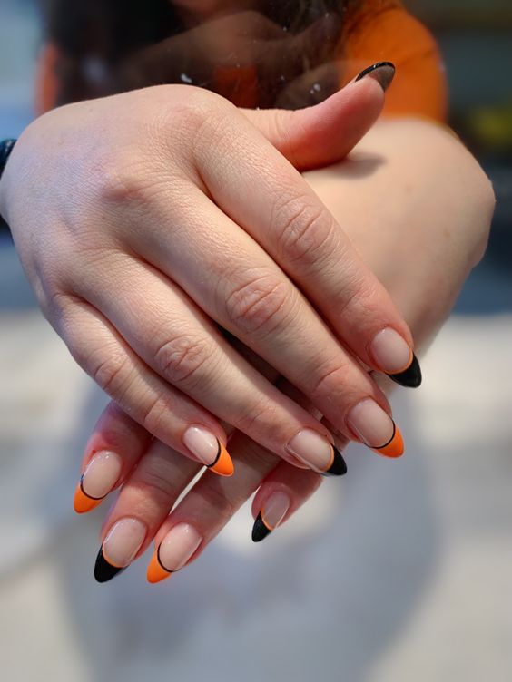 Orange And Black Halloween Nails