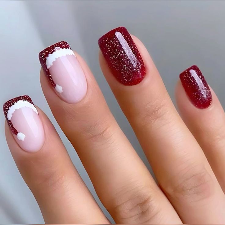 Santa Hat Nail Designs