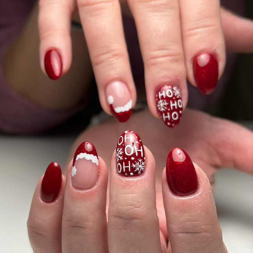 Santa Hat Nail Designs