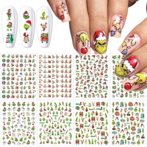 grinch nail stickers