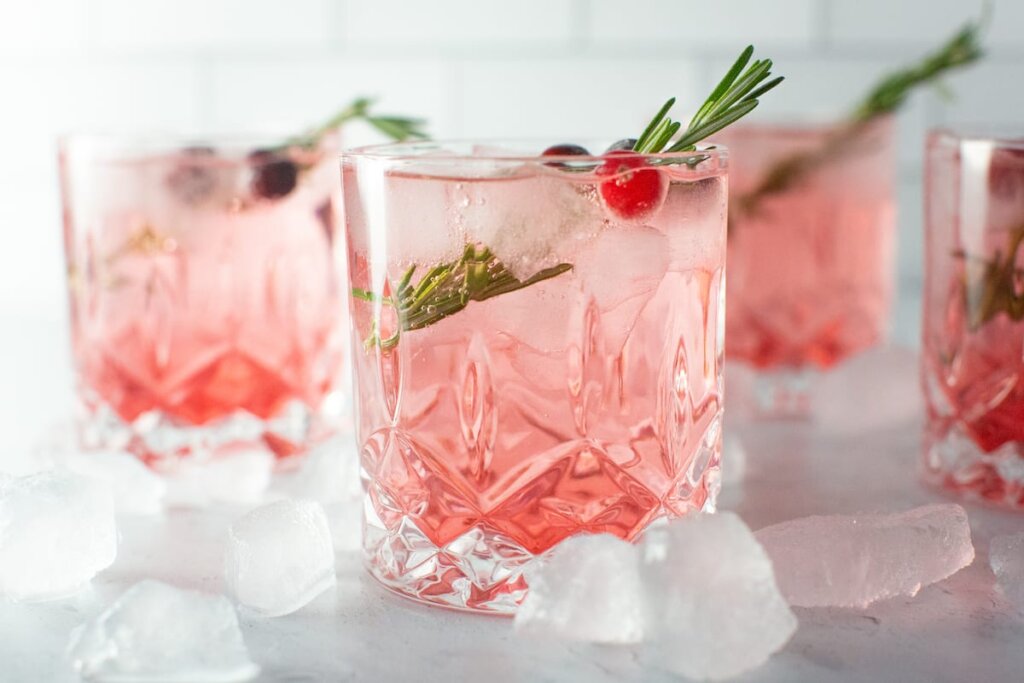 Sparkling Cranberry Ginger Rosemary Mocktail