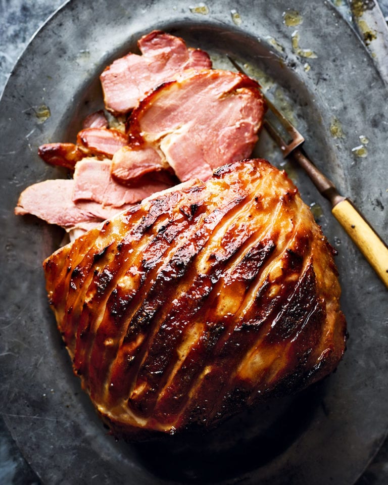 Cider and mustard glazed ham with dauphinoise potatoes