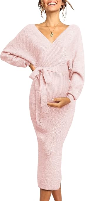 pink maternity sweater dress